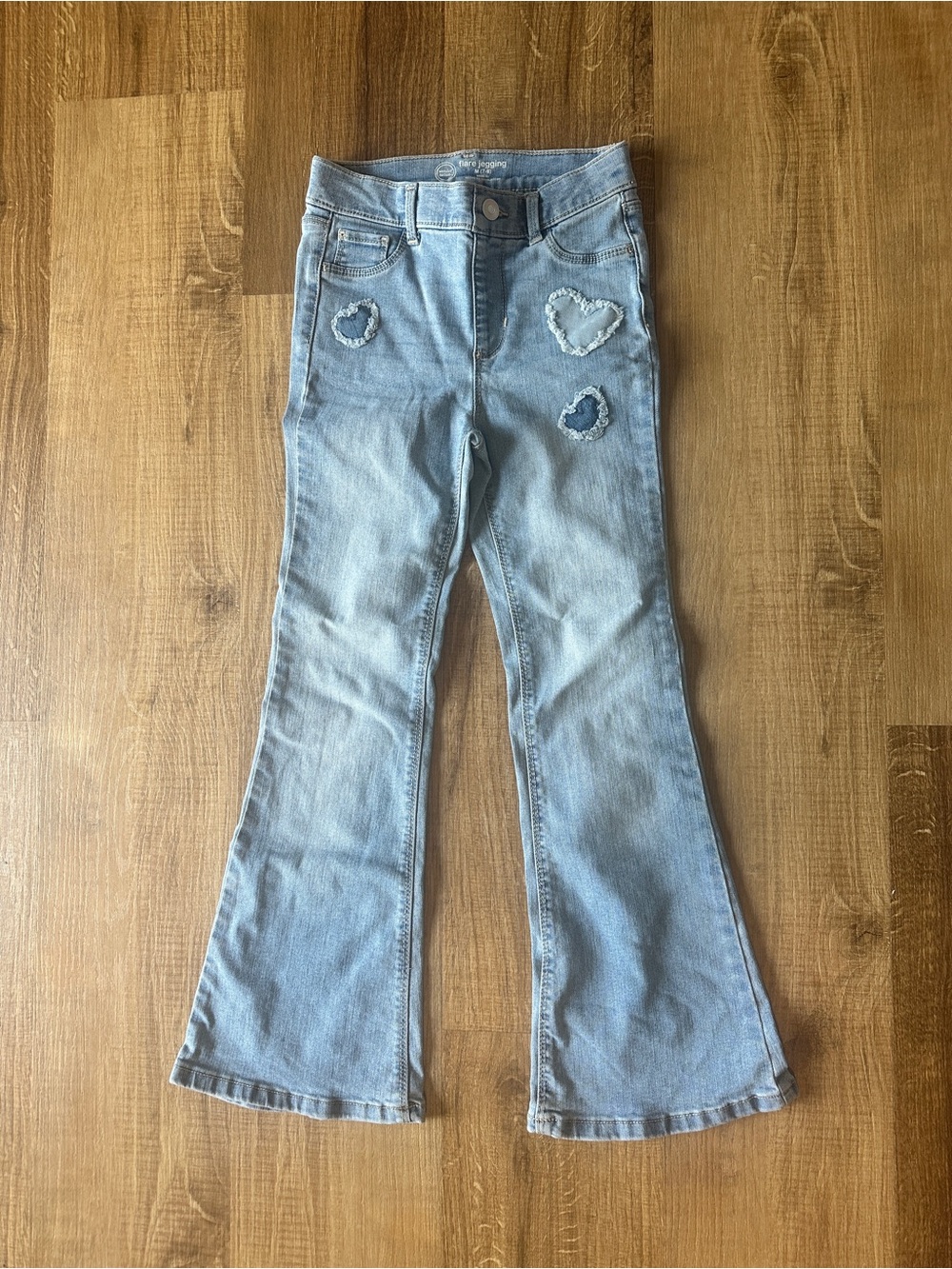 wonder nation Light Blue Flared Jeans with Heart Patches